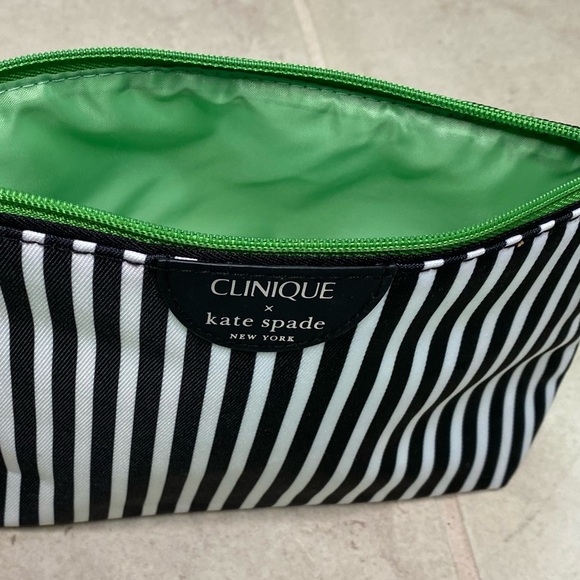 Clinique x Kate Spade Black White Stripe + Green Dots Makeup Bag - Picture 9 of 9